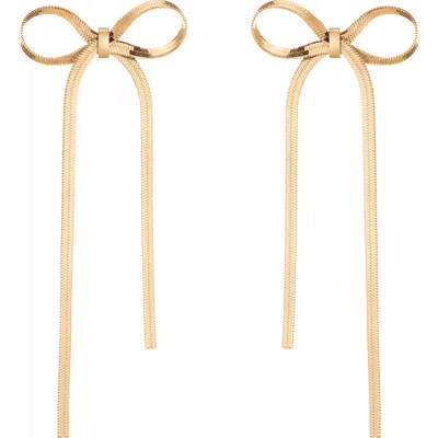 Aurate New York Herringbone Bow Earrings In Yellow