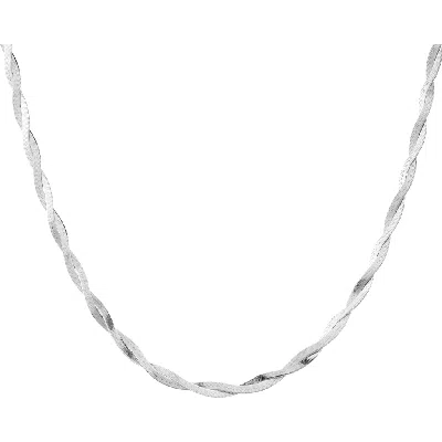 Aurate New York Herringbone Twist Necklace In White Gold Vermeil