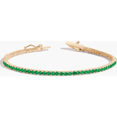 Aurate New York Lab Grown 3ct Green Emerald Tennis Bracelet In Gold