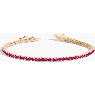 Aurate New York Lab Grown 3ct Red Ruby Tennis Bracelet