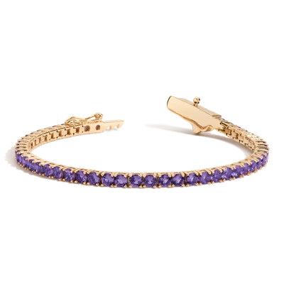 Aurate New York Lab Grown Amethyst Tennis Bracelet In Yellow