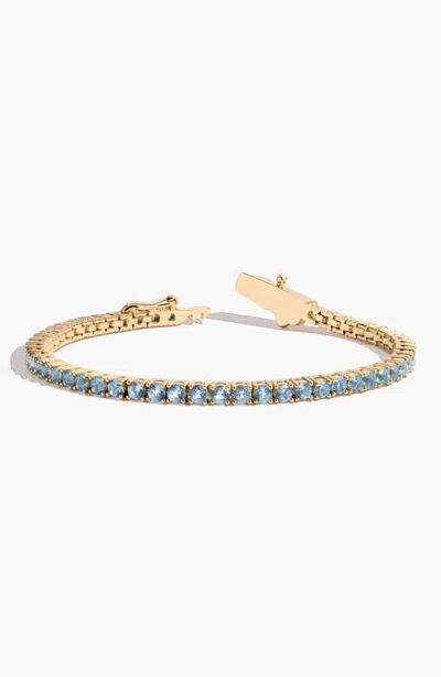 Aurate New York Lab Grown Aquamarine Tennis Bracelet In Yellow Gold Vermeil