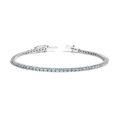 Aurate New York Lab Grown Blue Diamond Tennis Bracelet In White