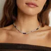 Aurate New York Lab Grown Blue Sapphire And White Sapphire Scalloped Tennis Necklace In White