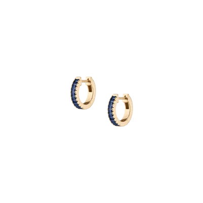Aurate New York Lab Grown Blue Sapphire Baguette Huggie Earrings In Yellow