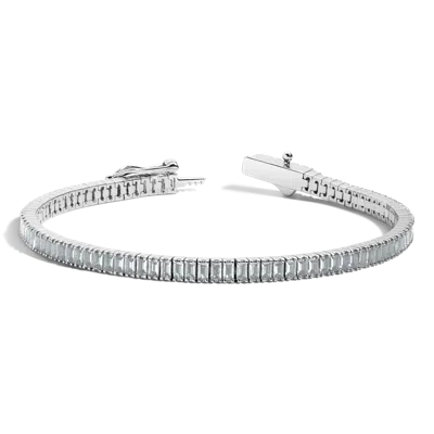Aurate New York Lab Grown Blue Tourmaline Baguette Tennis Bracelet In White