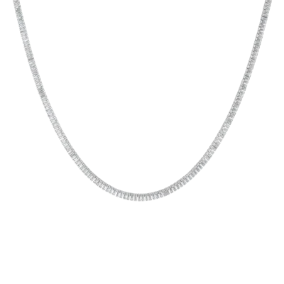 Aurate New York Lab Grown Blue Tourmaline Baguette Tennis Necklace In White