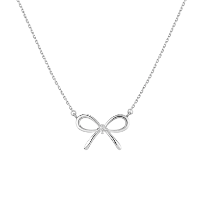 Aurate New York Lab Grown Diamond Bow Necklace In White