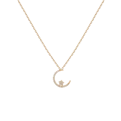 Aurate New York Lab Grown Diamond Crescent Moon And Star Necklace In Gold