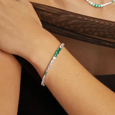 Aurate New York Lab Grown Emerald And White Sapphire Scalloped Tennis Bracelet