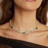 Aurate New York Lab Grown Emerald And White Sapphire Scalloped Tennis Necklace In White