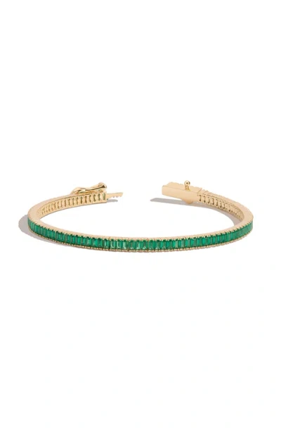 Aurate New York Lab Grown Emerald Baguette Tennis Bracelet In Yellow Gold Vermeil