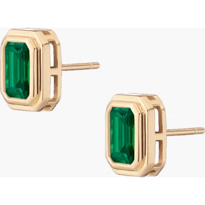 Aurate New York Lab Grown Emerald Heirloom Stud Earrings In Gold