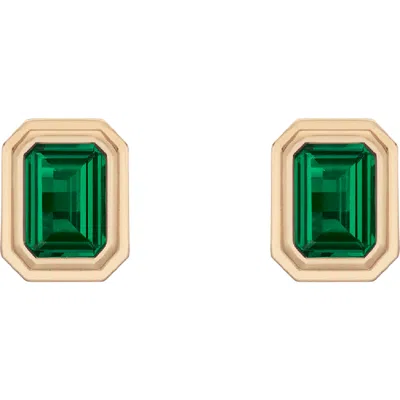 Aurate New York Lab Grown Emerald Heirloom Stud Earrings In Green