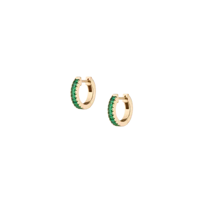 Aurate New York Lab Grown Green Emerald Baguette Huggie Earrings In Yellow