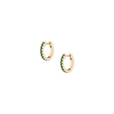 Aurate New York Lab Grown Green Emerald Huggie Earrings In Yellow