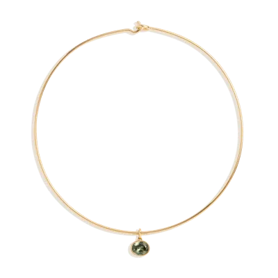 Aurate New York Lab Grown Green Sapphire Oval Pendant Collar Necklace In Gold
