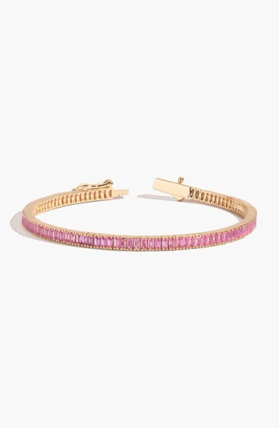 Aurate New York Pink Sapphire Baguette Tennis Bracelet In Yellow
