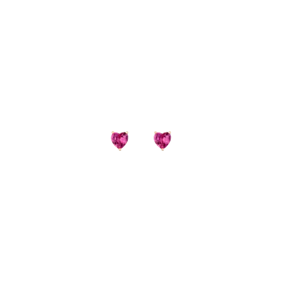 Aurate New York Lab Grown Pink Sapphire Heart Stud Earrings In Yellow