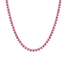 Aurate New York Lab Grown Pink Sapphire Heart Tennis Necklace In White