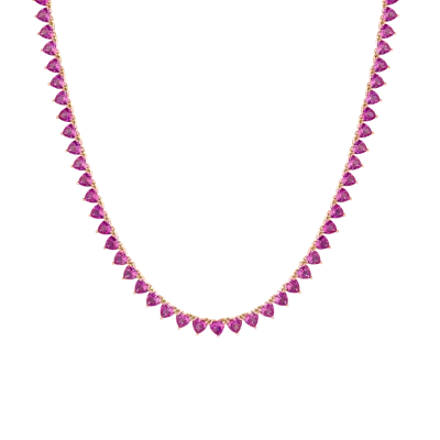 AURATE NEW YORK AURATE NEW YORK LAB GROWN PINK SAPPHIRE HEART TENNIS NECKLACE