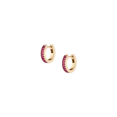 Aurate New York Lab Grown Red Ruby Baguette Huggie Earrings In Yellow