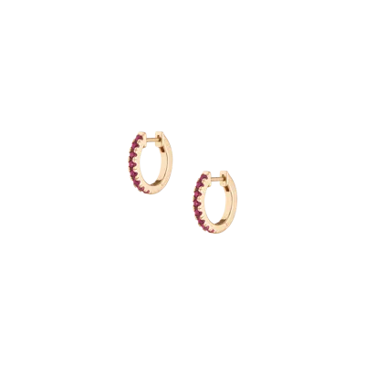 Aurate New York Lab Grown Red Ruby Huggie Earrings In Yellow