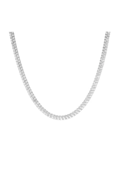 Aurate New York Lab Grown Sapphire Double Row Tennis Necklace In White