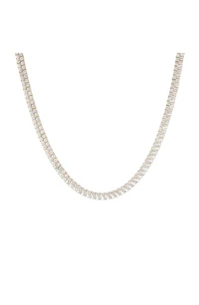 Aurate New York Lab Grown Sapphire Double Row Tennis Necklace In Yellow
