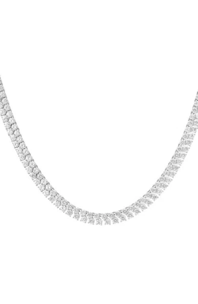 Aurate New York Lab Grown Sapphire Double Row Tennis Necklace In White