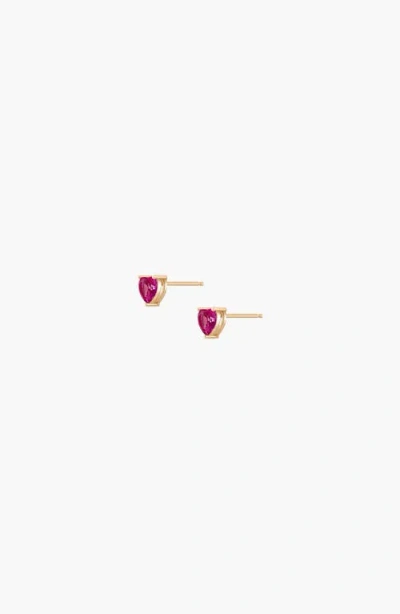 Aurate New York Lab Grown Sapphire Heart Stud Earrings In Gold