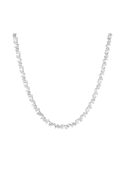 Aurate New York Lab Grown Sapphire Mixed Shape Tennis Necklace In Transparent