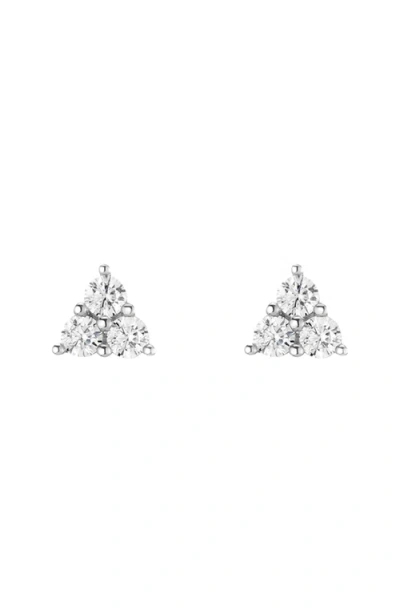 Aurate New York Lab Grown Sapphire Trinity Stud Earrings In Transparent