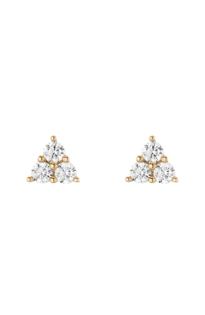 Aurate New York Lab Grown White Sapphire Trinity Stud Earrings In Yellow