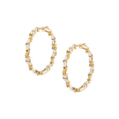 Aurate New York Lab Grown White Sapphire And Canary Mixed Shape Hoop Earrings In Yellow