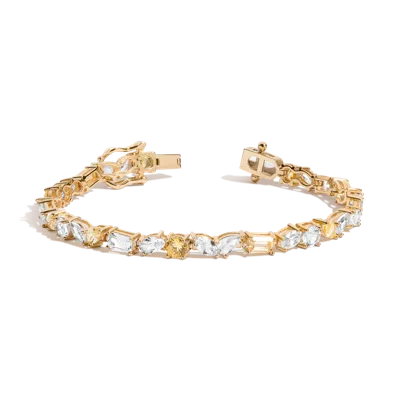 Aurate New York Lab Grown White Sapphire And Canary Mixed Shape Tennis Bracelet