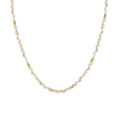 Aurate New York Lab Grown White Sapphire And Canary Mixed Shape Tennis Necklace