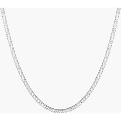 Aurate New York Lab Grown White Sapphire Baguette Tennis Necklace In Metallic
