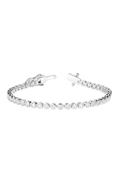 Aurate New York Lab Grown White Sapphire Bezel Tennis Bracelet In Silver
