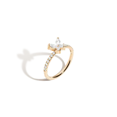 Aurate New York Lab Grown White Sapphire Butterfly Ring In Yellow