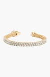 Aurate New York Lab Grown White Sapphire Double Row Tennis Bracelet In Gold