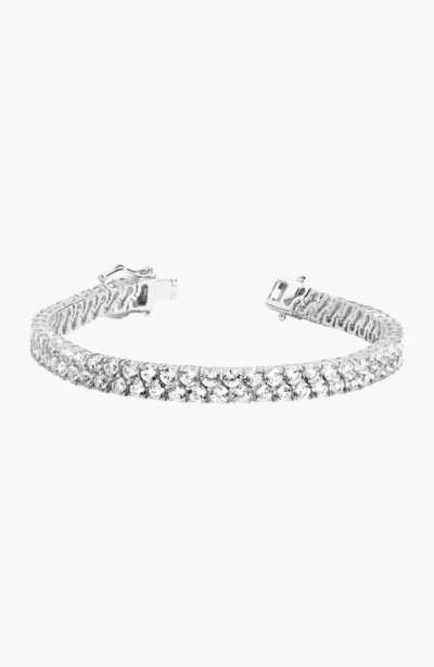 Aurate New York Lab Grown White Sapphire Double Row Tennis Bracelet In Gray