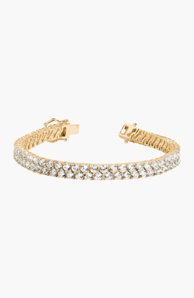 Aurate New York Lab Grown White Sapphire Double Row Tennis Bracelet In Metallic