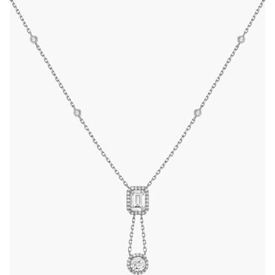 Aurate New York Lab Grown White Sapphire Edwardian Lariat Necklace In Metallic
