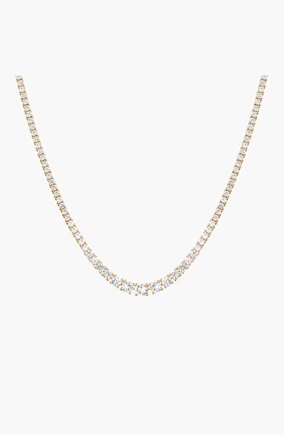 Aurate New York Lab Grown White Sapphire Graduated Modern Tennis Necklace In Gold