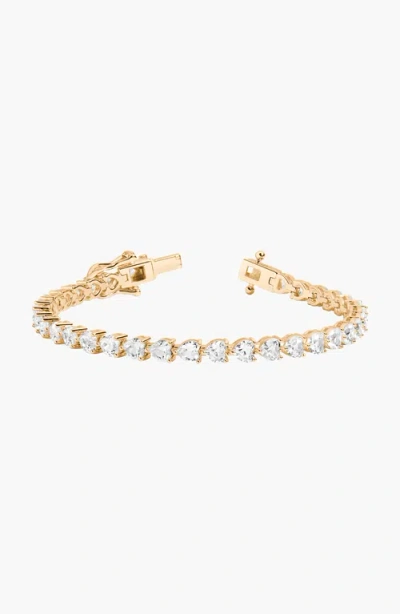 Aurate New York Lab Grown White Sapphire Heart Tennis Bracelet In Gold