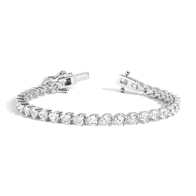 Aurate New York Lab Grown White Sapphire Heart Tennis Bracelet In Yellow