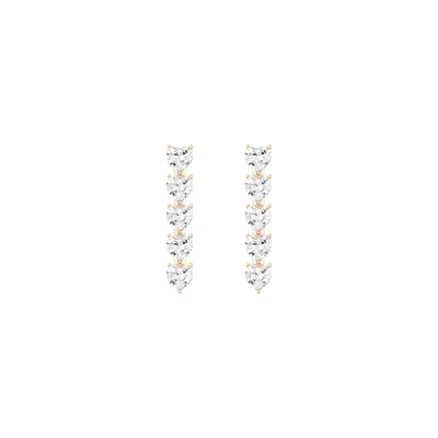 Aurate New York Lab Grown White Sapphire Heart Tennis Earrings In Yellow