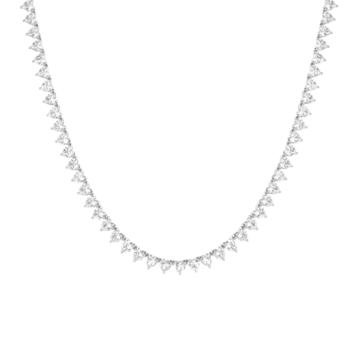 Aurate New York Lab Grown White Sapphire Heart Tennis Necklace In Yellow