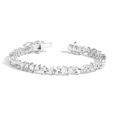 Aurate New York Lab Grown White Sapphire Mixed Shape Tennis Bracelet In Yellow